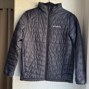 Columbia Boys L 14/16 Puffer Jacket Powder Lite Black Fleece Lined Full Zip Warm